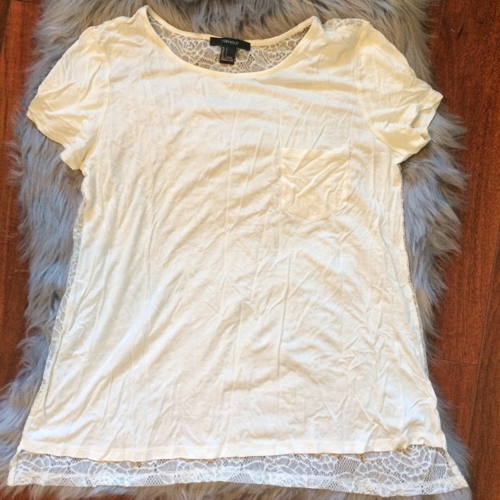 Forever 21 NWOT Cream Back Lace Top